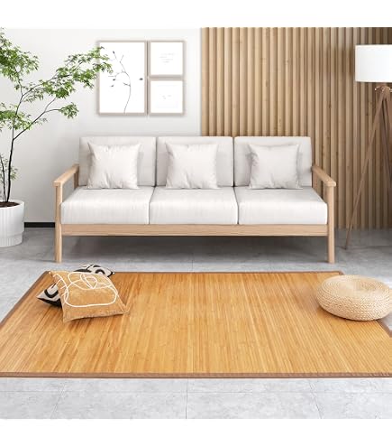 Amazon | Cuwocnt 竹カーペット 150×180cm 竹ラグ 夏ラグマット 約1.5